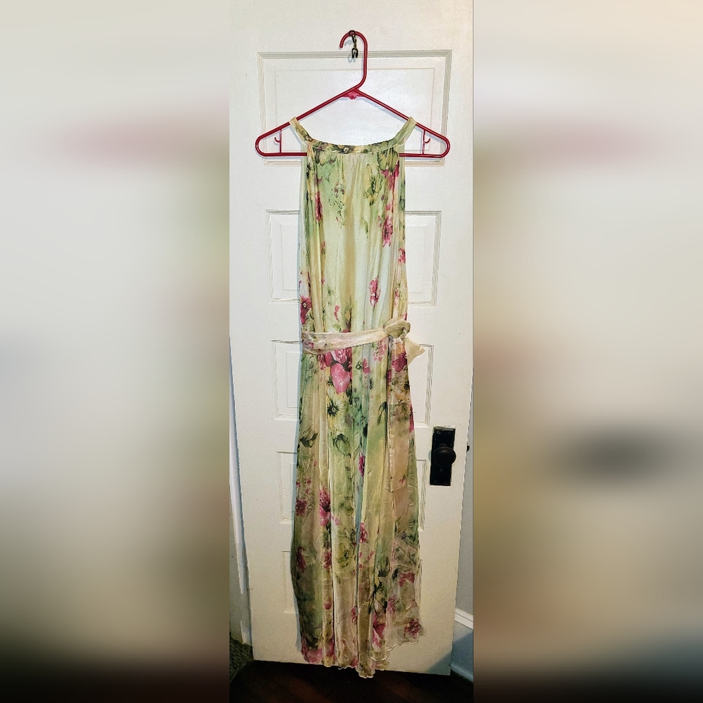 Medeshe Floral Chiffon Maxi Dress Size S